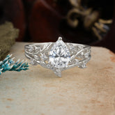 Timeless Pear Cut Lab Diamond Engagement Ring Set for Her